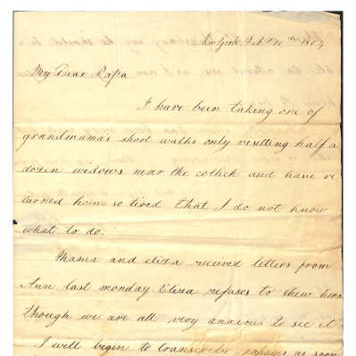 LETTER TO JUDGE JOSIAH HOFFMAN FROM MATILDA HOFFMAN