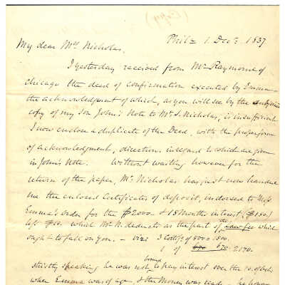 LETTER TO ANNE HOFFMAN FROM JOHN CADWALADER