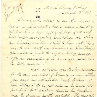 Letter from Alexander Hamilton III to Eliza Hamilton Schuyler