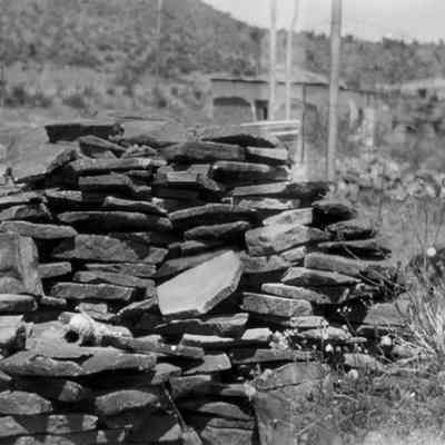 Petroglyph slabs at Ed's Camp, Hwy 66.