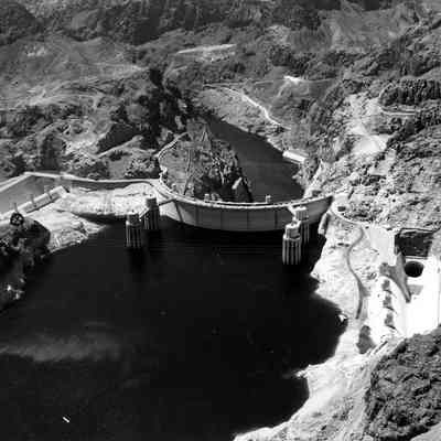 Aerial view of Hoover Dam.