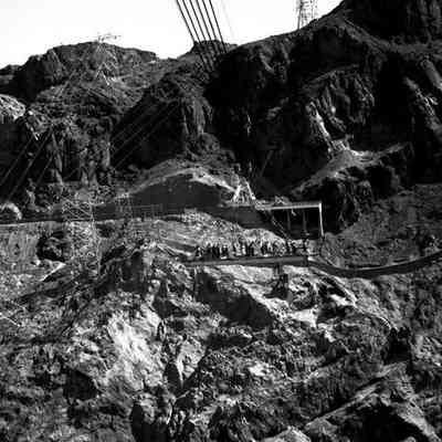 Hoover Dam. Dignitaries over dam.