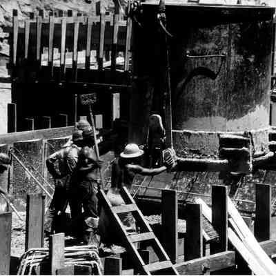 Pouring concrete.