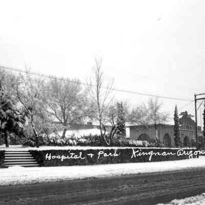 Mohave General Hospital, snow scene.