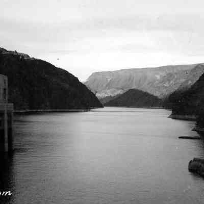 Hoover Dam. View of lake and tower.