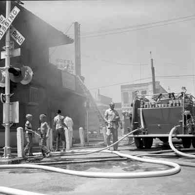 Fire at Harvey House bldg. - 1952