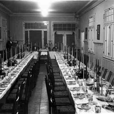 Table set up in dining room of Harvey House.