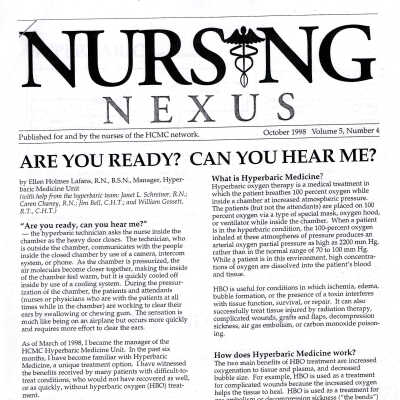 Nursing Nexus Article, Hyperbaric Medicine, 1998
