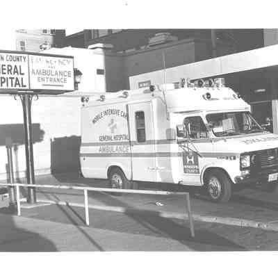HCGH Ambulance and Entrance, 1970s