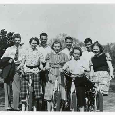 Swedish Hospital Nursing Students on Bicycles, Lake Calhoun, 1941