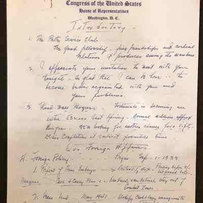Congressman Jacob E. Davis Pre-war Letters