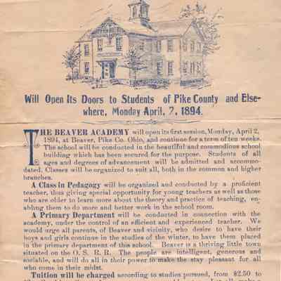 Beaver Academy Advertisement - 1894