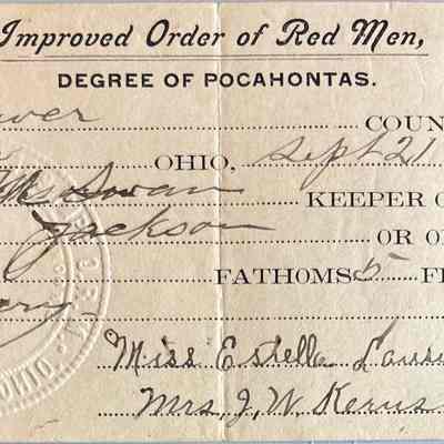 Red Men Membership Dues Receipts