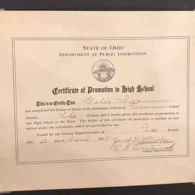 Fairview School Graduation Certificate