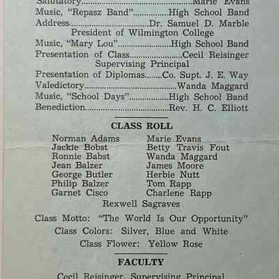 1951 Beaver High School Commencement Program