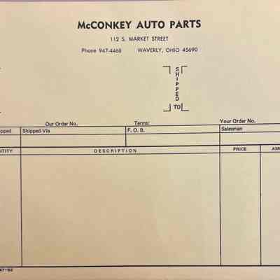 McConkey Auto Parts Invoice