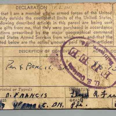United States Army Declaration Certificate