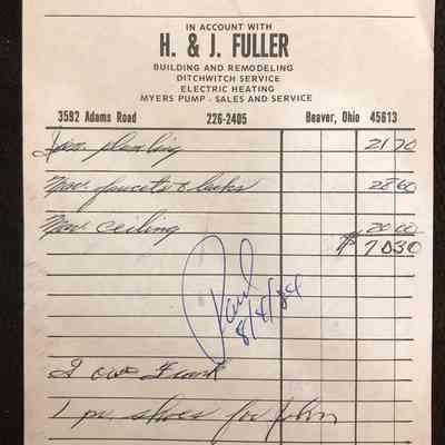 H. J. Fuller Company Receipt - 1984