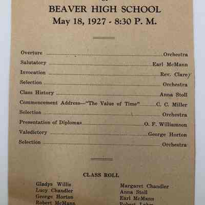 Beaver High School Graduating Class Collection - 1927