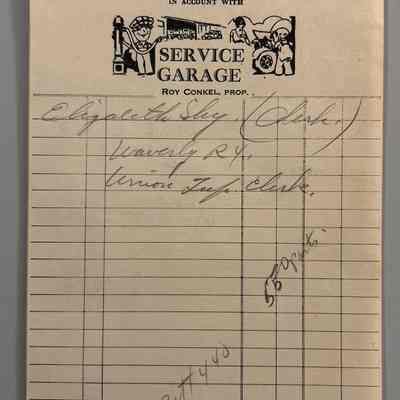 Ray Conkel Service Garage Stationary - ca 1935