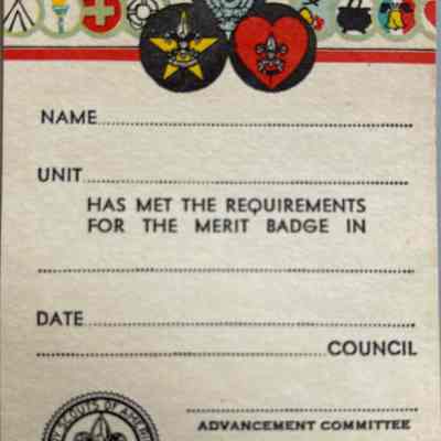 Boy Scout Merit Badge Card
