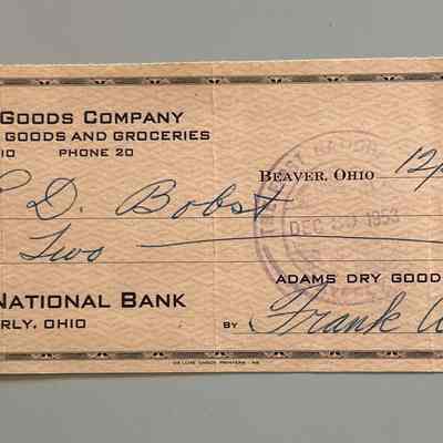 Adam’s Dry Goods Company Checks - 1953