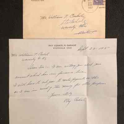 Ray Conkel Garage Envelope and Letter
