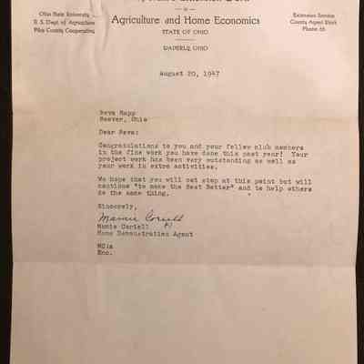 Pike County Agricultural Extension Office Letter - 1947