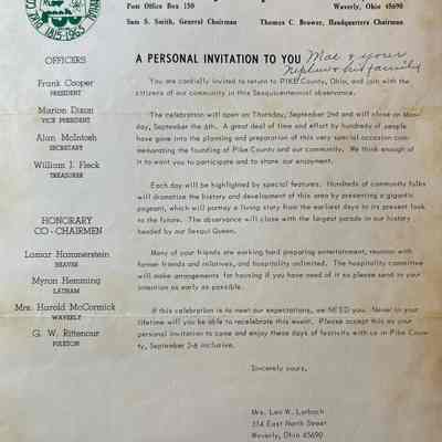 Pike County Sesquicentennial Letter