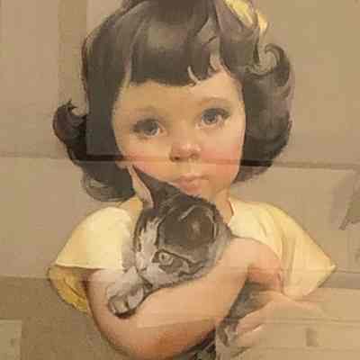 Roy Best Pastel “Girl With Kitten”
