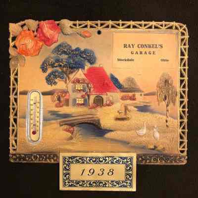 Ray Conkel Garage Calendar & Thermometer - 1938