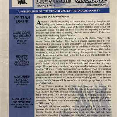 The Beaver Valley Heritage Gazette - September 2004
