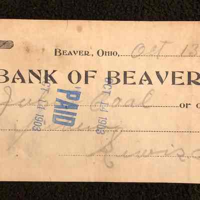 Bank of Beaver Check - 1903