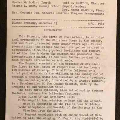 Beaver Methodist Church Christmas Program - 1961
