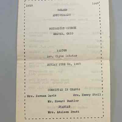 Beaver Methodist Church 50th Anniversary Program - 1960