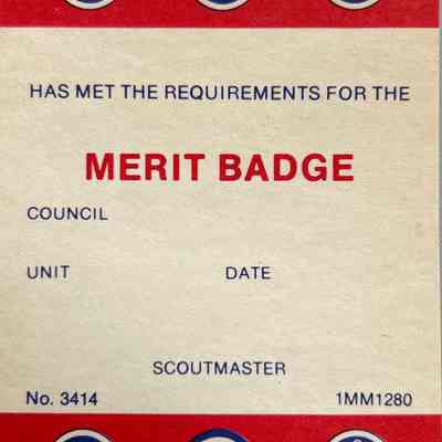 Boy Scout Merit Badge Card
