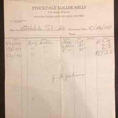 Stockdale Roller Mill Receipt - 1927