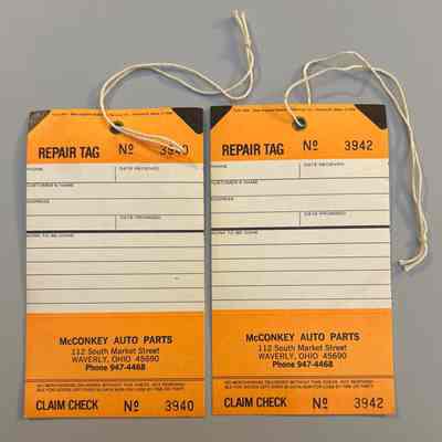 McConkey Auto Parts Repair Tags