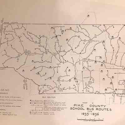 1936 Pike County, Ohio School Bus Routes Map