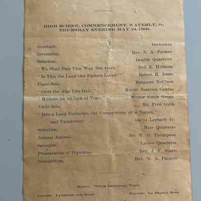 Waverly High School Commencement Programme - 1900