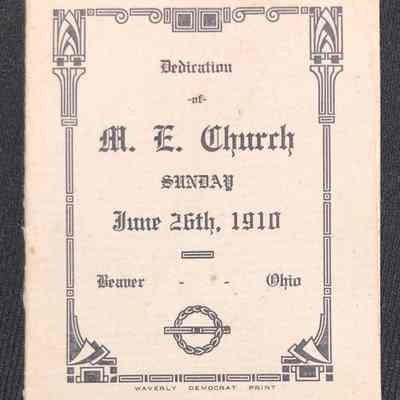 Beaver Methodist Episcopal Church Dedication Program - 1910