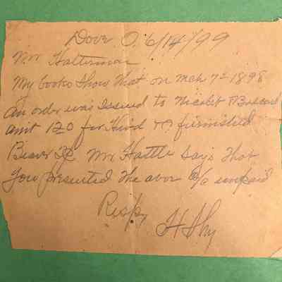Herman Shy Letter - 1899