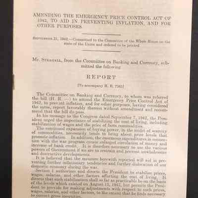 United States 77th Congress Emergency Price Control Act of 1942
