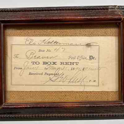 Post Office Box Receipt from Beaver, Ohio Post Office - 1895