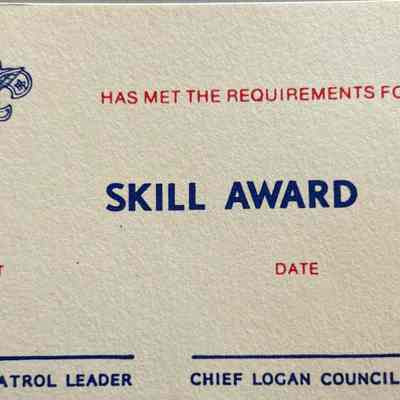 Boy Scout Skill Award Card