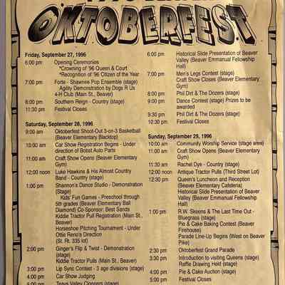 Beaver Oktoberfest Schedule - 1996
