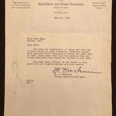 Pike County Agriculture and Economics Department Letter - 1945