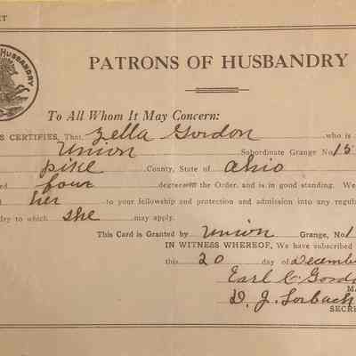 Patrons of Husbandry Membership Form - 1932