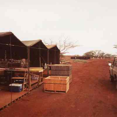 Covered UXO sorting area at Base Camp