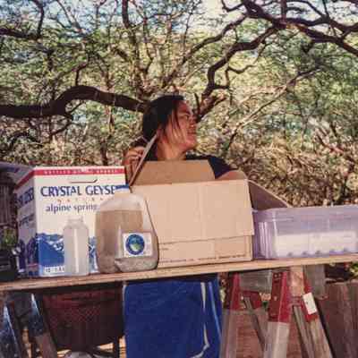 Woman unpacking food